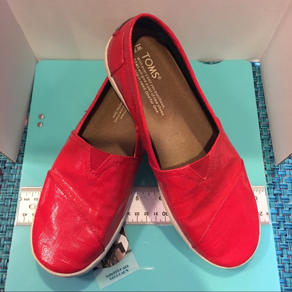 Toms Red Slide On Shoes Size 7.5